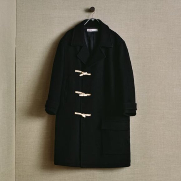 ZARA ZW LIMITED EDITION WOMEN BLACK WOOL TOGGLE COAT SIZE M NWT 349$ - Picture 7 of 12